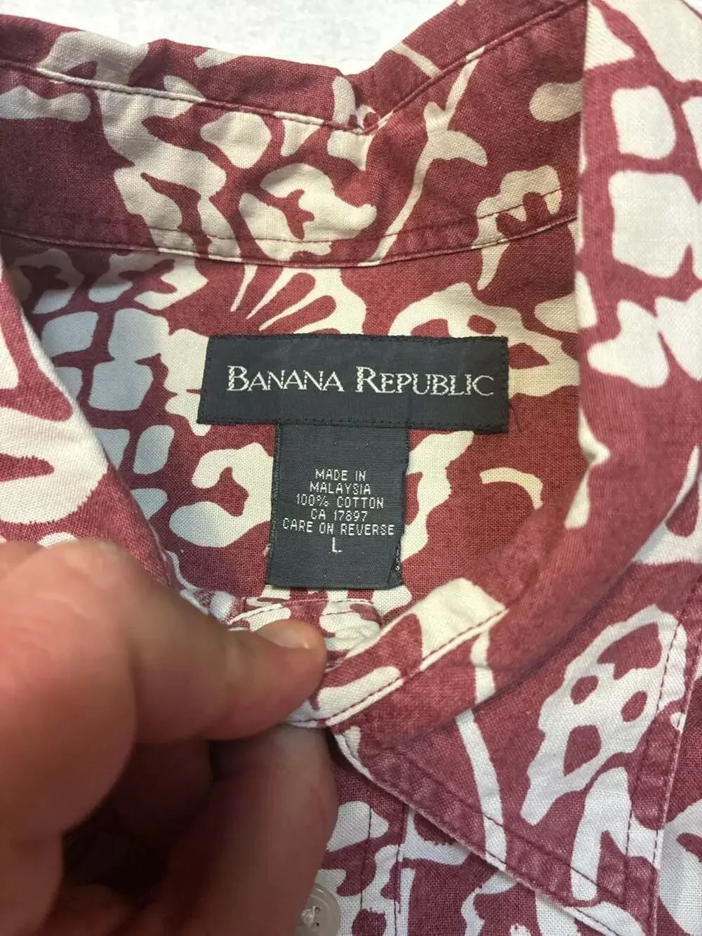 Banana Republic 100% Cotton Floral Print Short Sleeve Button-Up Shirt